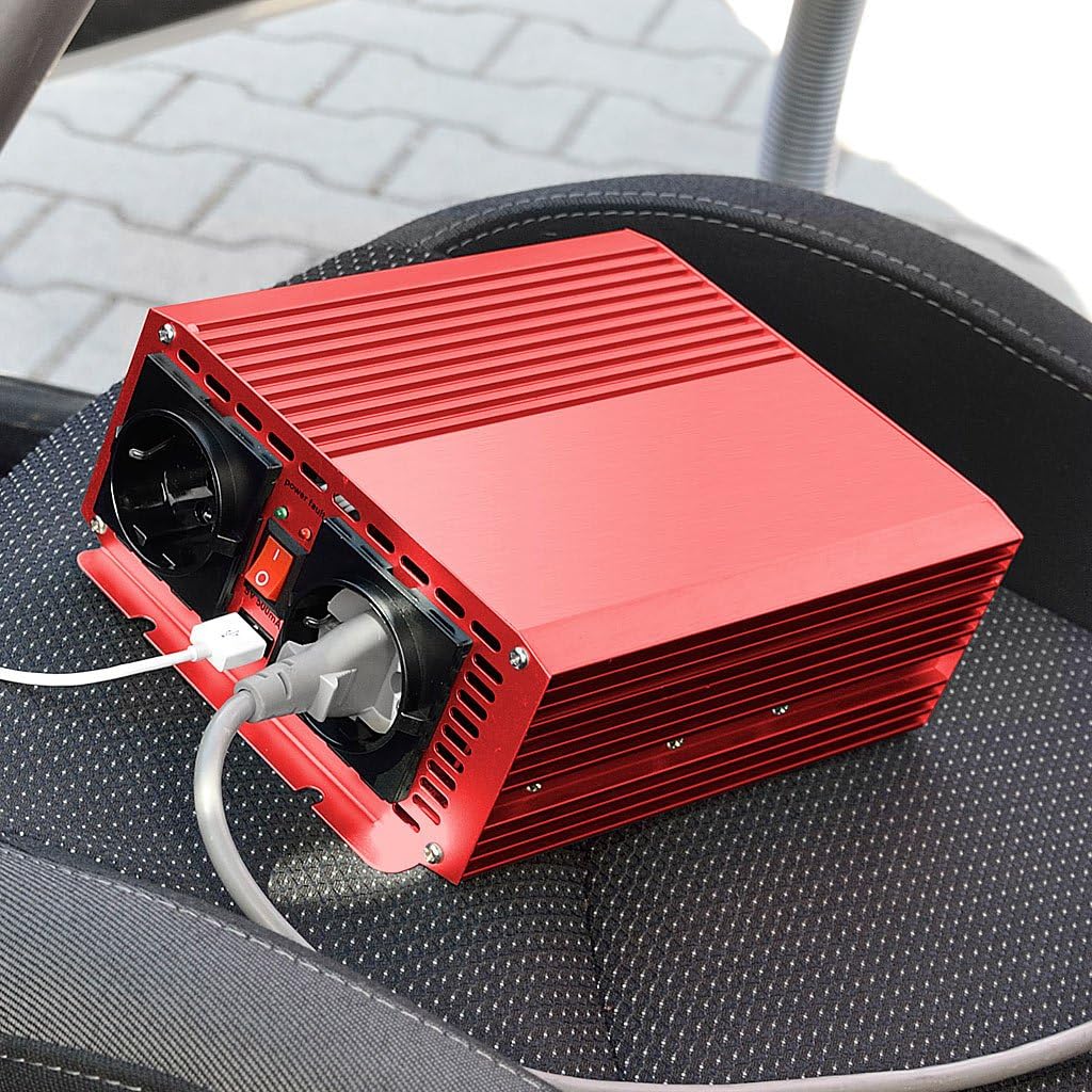 revolt Stromwandler: 700W-Kfz-Spannungswandler auf 2X 230V, USB, 1.400W Spitzenlast (Sinus Spannungs