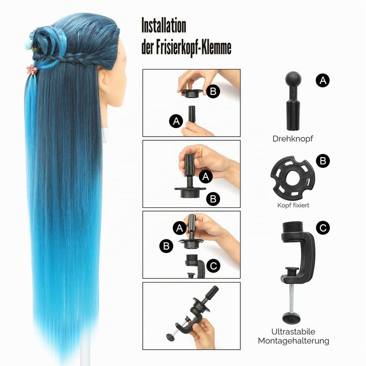 Trainingsköpfe, 28 inch Übungskopf Frisierkopf Friseur 100% Synthetikfaser-Haar Styling Kopf Frisier