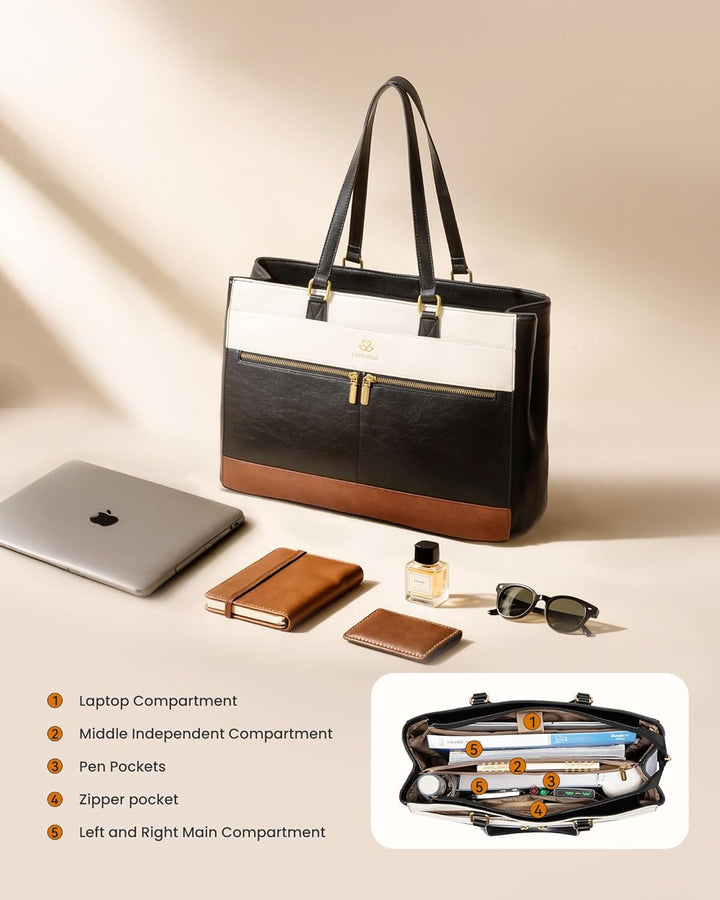 LOVEVOOK Handtasche Damen Gross, 15,6 Zoll Laptoptasche Elegant Arbeitstasche Aktentasche, Leicht Sh