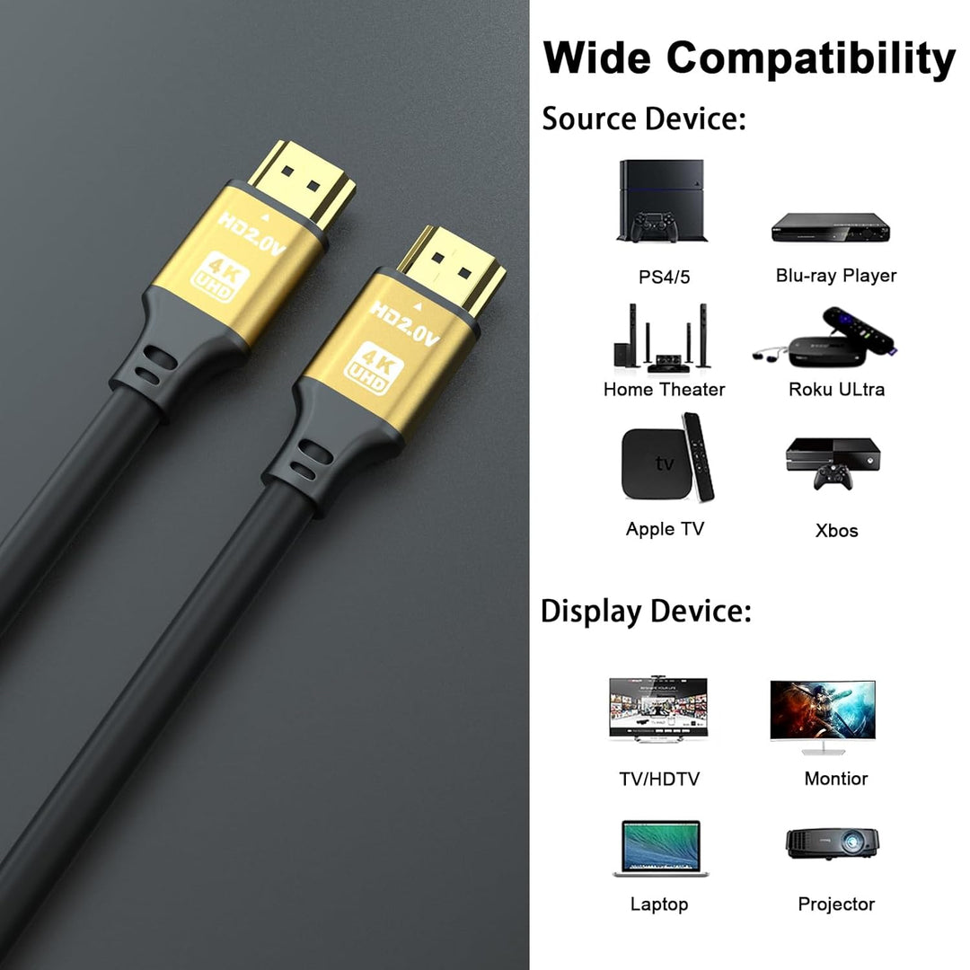 4K HDMI Kabel 10M, 4K@60Hz, 18Gbps Highspeed HDMI 2.0 Kabel, Ultra HD,Ethernet Audio Return,Video 4K