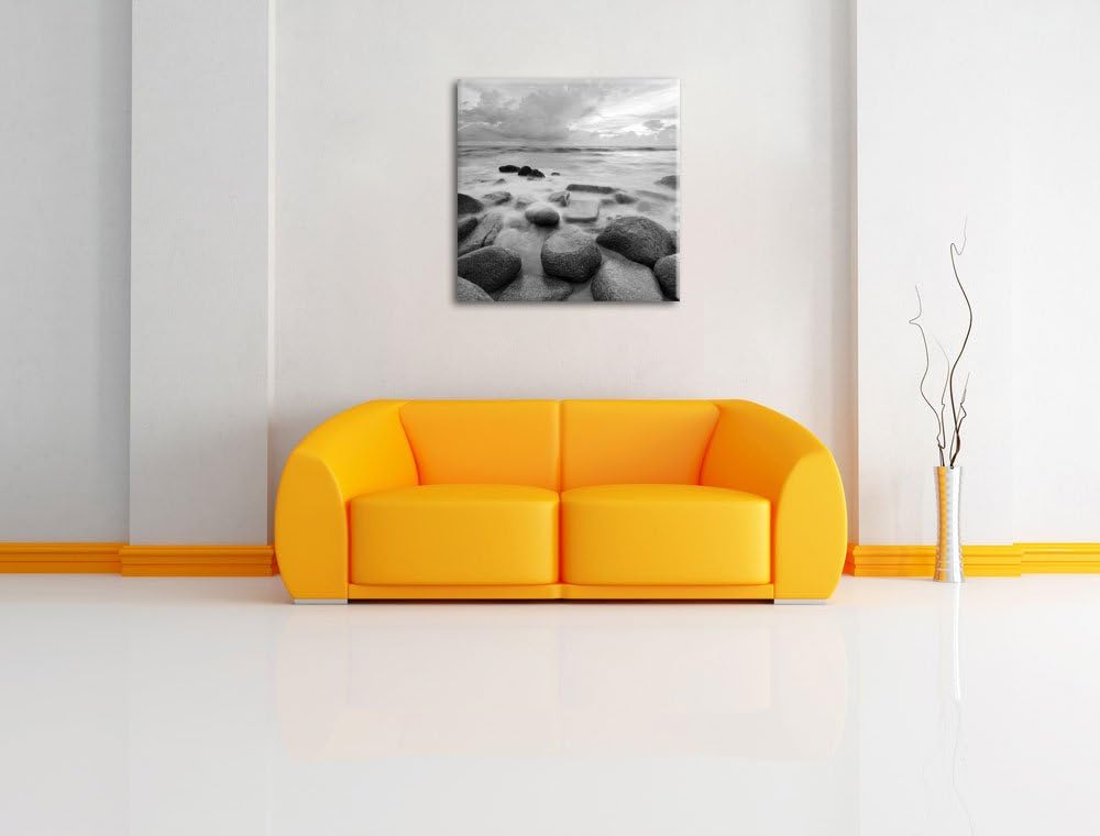 Pixxprint Romantisches Meer / 70x70cm Leinwandbild bespannt auf Holzrahmen/Wandbild Kunstdruck Dekor