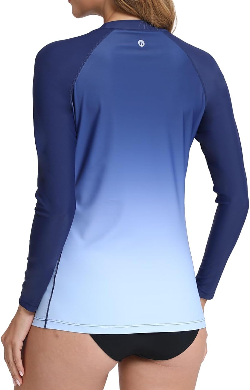 SURFEASY Damen Rash Guard Langarm Sonnenschutz Schnelltrocknend Badeshirt Surf Shirt Schwimmen Badem