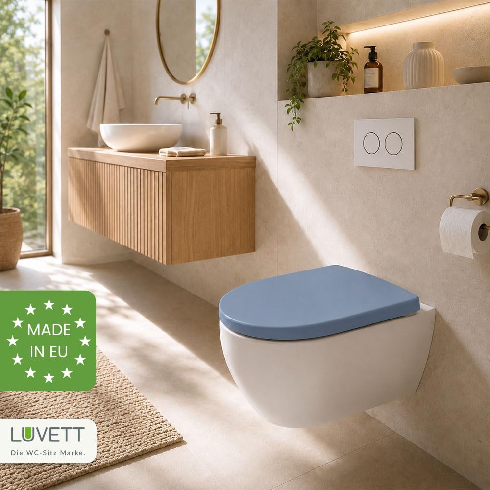 LUVETT® WC-Sitz mit Absenkautomatik C100 oval universell, Toilettendeckel mit 3 Edelstahl Montagelös