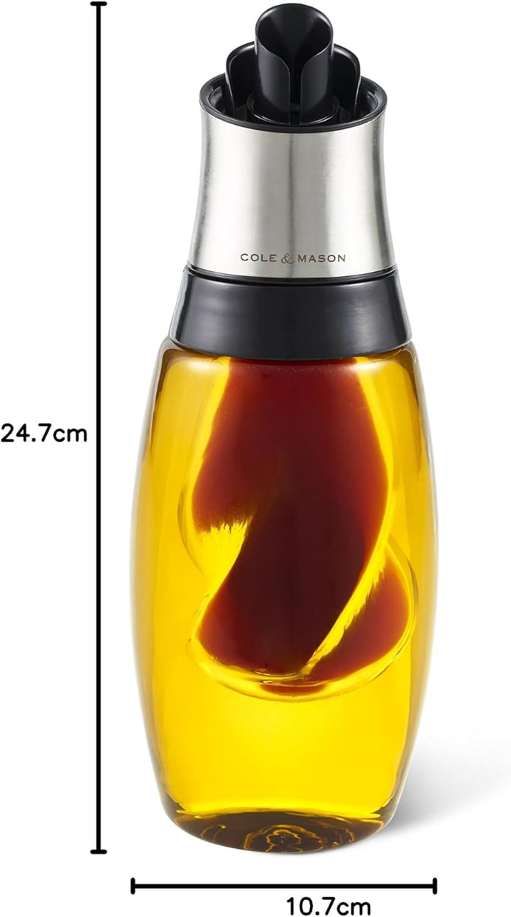 Cole & Mason H103069 Bristol Duo öl und Essig Spender, 450ml öl 50ml Essig, Olivenölspender, Glasspe