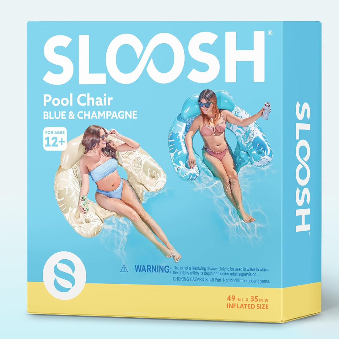 SLOOSH Aufblasbare Pool-Flösse für Erwachsene, 2er Poolstühle mit Getränkehaltern, aufblasbarer schw