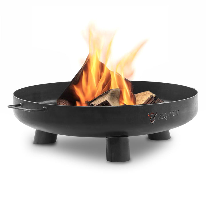 BBQ-Toro Feuerschale Ø 70 cm | Schwarz | Outdoor Feuerstelle mit DREI Standbeinen und Zwei Griffen |