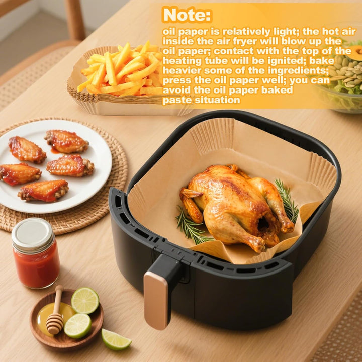 120 Stück 23-27cm Backpapier für Heissluftfritteuse, 7L-12L Airfryer Backpapier Antihaft Wasserdicht
