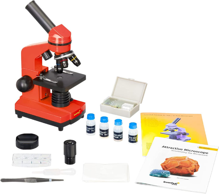 Levenhuk Rainbow 2L Orange Kinder Heimlabor STEM-Set mit Tragbarem Biologischen Mikroskop mit 400-fa