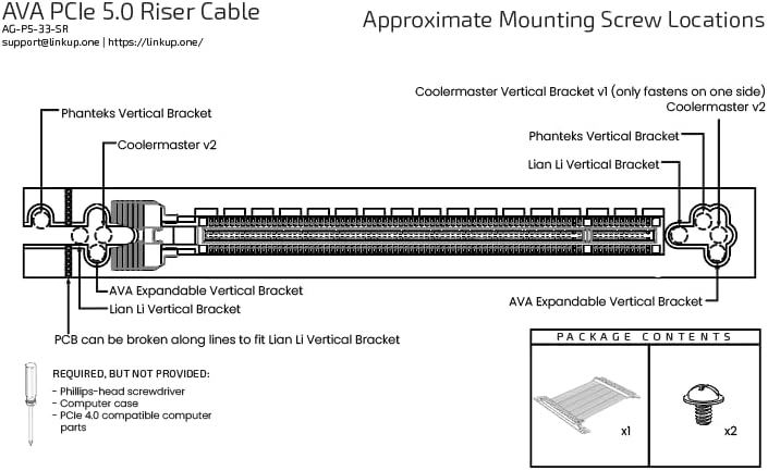 LINKUP - AVA5 PCIE 5.0 Riser-Kabel | RTX5090 RX8900 GPU Bereit | x16 128GB/s Geschwindigkeit | PCIe