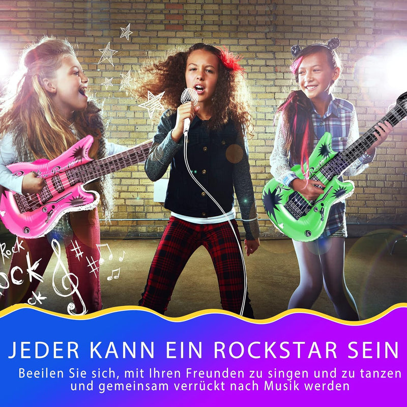 9 Stück Luftgitarre,9 Farben Aufblasbare Gitarre,Bunt Aufblasbare Gitarren Luftgitarren Zum Aufblase