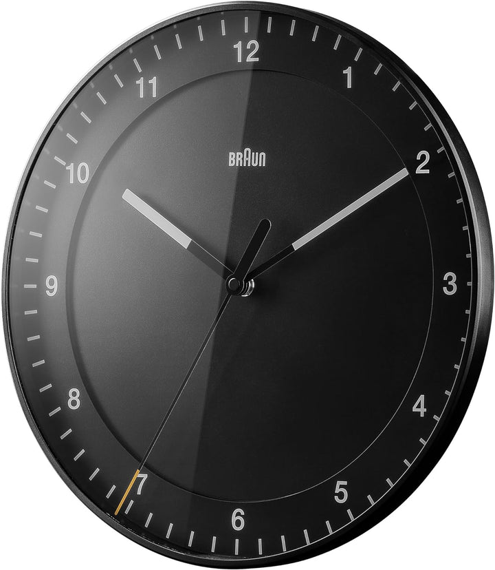 Braun klassisch grosse analoge Wanduhr mit leisem Uhrwerk, Einfach zu lesendes Zifferblatt, 30cm Dur