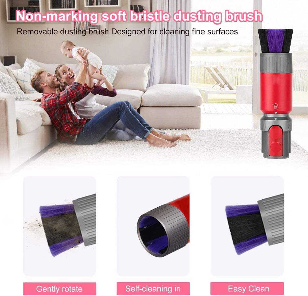 3 Stück Rückstandsloser Staubpinsel Staubsauger Zubehör Set, Kratzfreie Staubbürste für Dyson Schlau