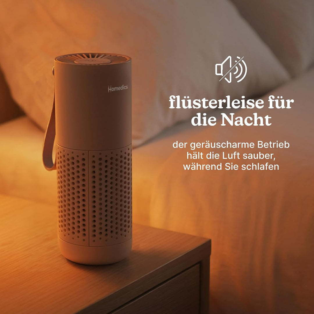 Homedics WhisperPure Mini Luftreiniger mit HEPA-Typ-Filter für Allergiker, Schlafzimmer & Auto - Tra