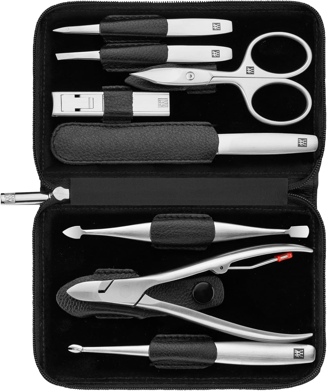ZWILLING Maniküre und Pediküre Set 8-teilig, Komplettset für die Nagelpflege, Reisegrösse, Leder, Pr