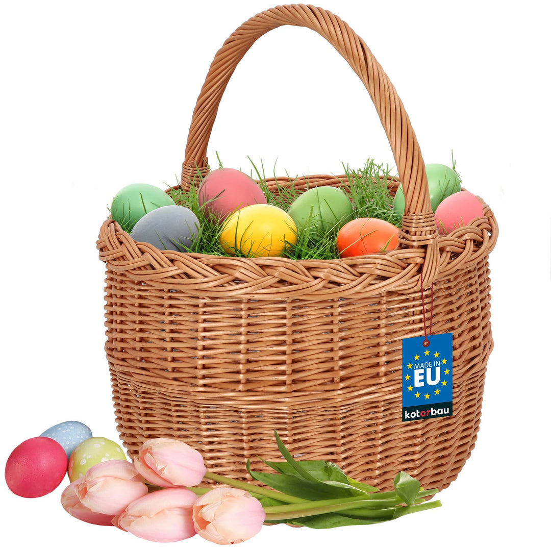 KOTARBAU® Einkaufskorb - Aufbewahrungskorb - Korb Geflochten - ⌀ 30 cm - Pilzkorb – Korb für Obst –