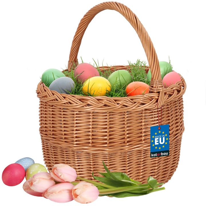 KOTARBAU® Einkaufskorb - Aufbewahrungskorb - Korb Geflochten - ⌀ 30 cm - Pilzkorb – Korb für Obst –