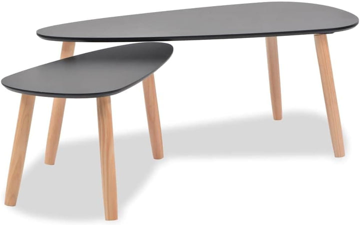 vidaXL Kiefernholz Massiv 2X Beistelltisch Kaffeetisch Couchtisch Wohnzimmer Schwarz, Schwarz