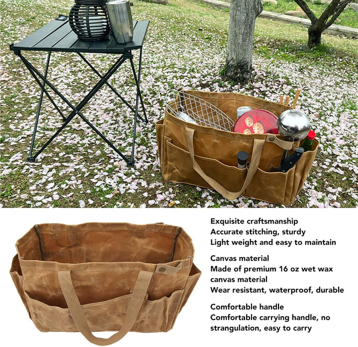 Canvas-Topftasche, verschleissfest, grosses Fassungsvermögen, bequemer Griff für Camping (Khaki), Kh
