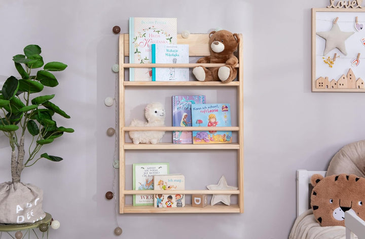 TiCAA Kinder Bücherregal Toni 55x80 & 60x130 Natur 55x80, Natur 55x80