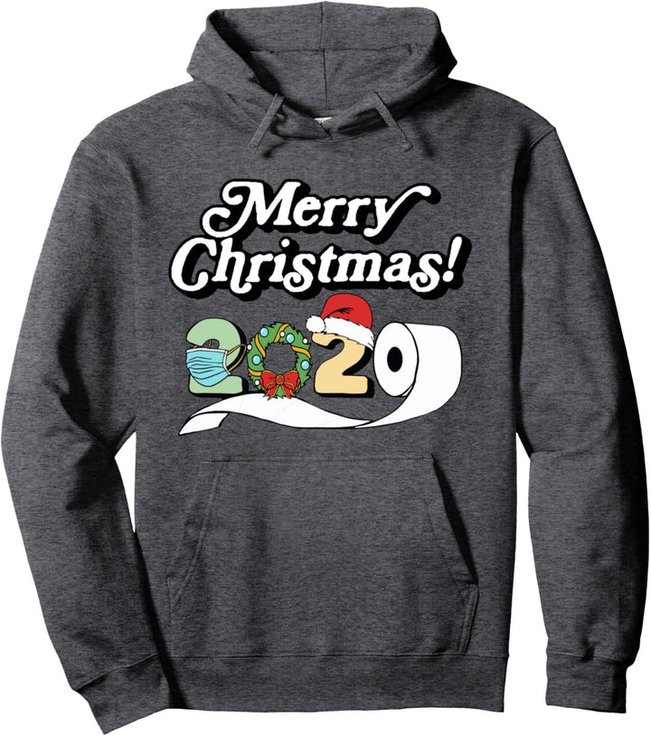 Funny Merry Christmas 2020! - Mask, Toilet Paper & Santa Hat Pullover Hoodie