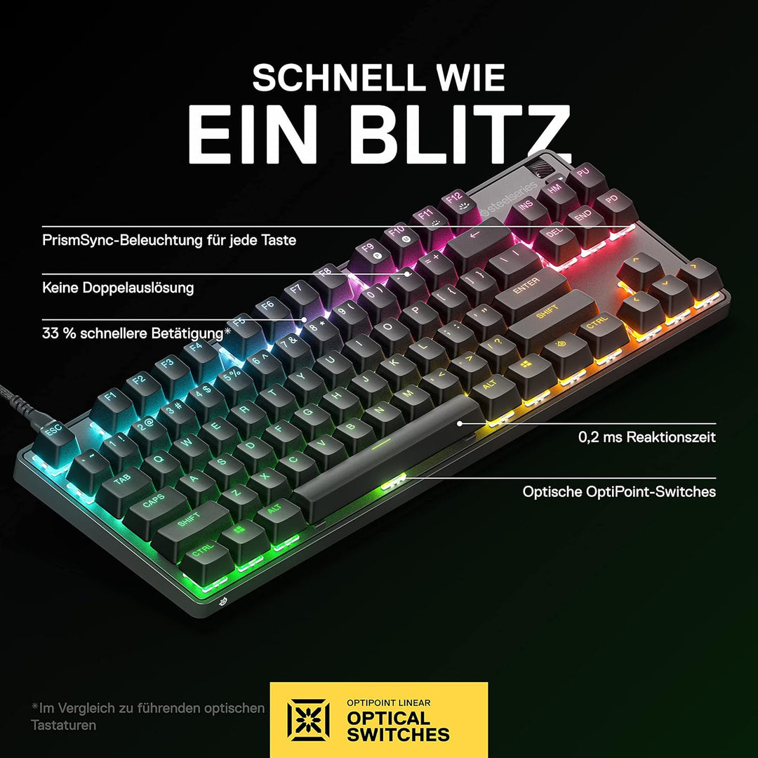 SteelSeries Apex 9 TKL - Mechanische Gaming-Tastatur - Optische Switches - 2-Punkt-Betätigung - Espo