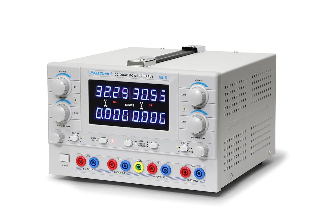 PeakTech Digtial Quad Labornetzteil - Labornetzgerät 0-30V / 0-5A DC, stabilisiert, linear regelbar,