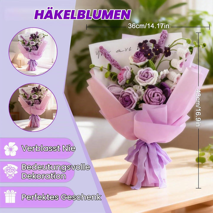 BoloShine Häkelset Blumen, Rose Blumenstrauss Häkelset für Anfänger Erwachsene, Häkelblumen Set mit