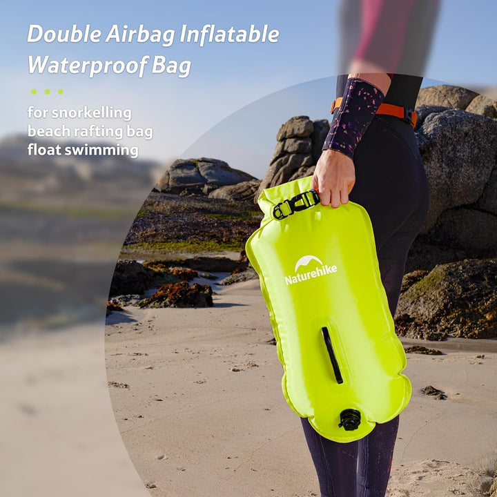 Naturehike Schwimmboje Zwei Airbags Swim Boje Trockensack wasserdichte Strandtasche mit Verstellbare