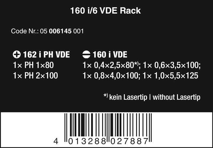 Wera 160 i/6 Rack Schraubendrehersatz Kraftform Plus Serie 100 + Rack, 6-teilig, 05006145001 Keine A