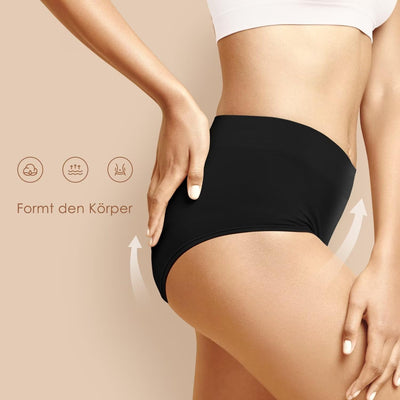 YouShow Unterhosen Damen 5er Pack Baumwolle Hohe Taille Unterwäsche Slip Stretchanteil S 3xschwarz +