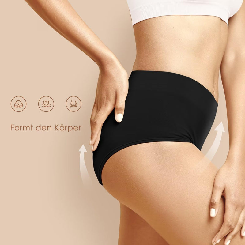 YouShow Unterhosen Damen 5er Pack Baumwolle Hohe Taille Unterwäsche Slip Stretchanteil S 3xschwarz +
