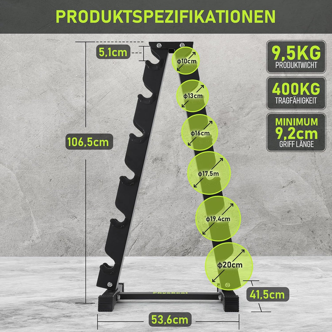 PhysKcal Kurzhantel Rack,Hantelablage für Kurzhanteln, Strapazierfähiger Stah,250kg/300kg Belastbark