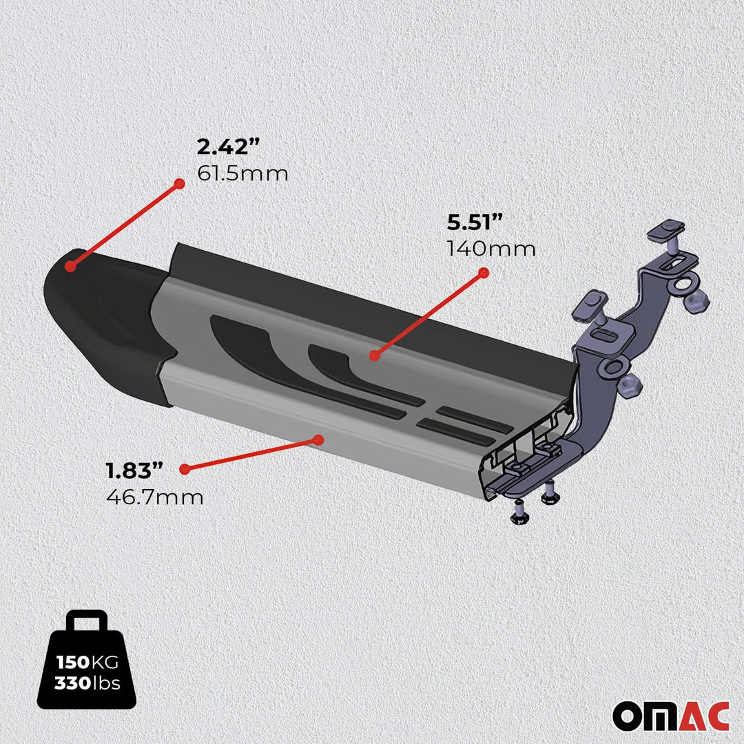 OMAC Trittbretter Schweller Seitenbretter kompatibel mit Honda CR-V 2001-2007 2X Aluminium Silber FA