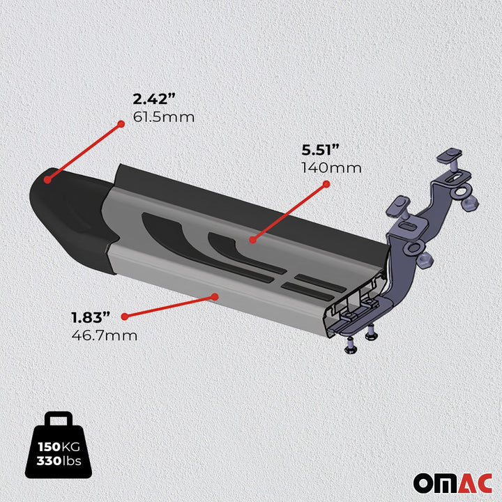OMAC Trittbretter Schweller Seitenbretter kompatibel mit Honda CR-V 2001-2007 2X Aluminium Silber FA
