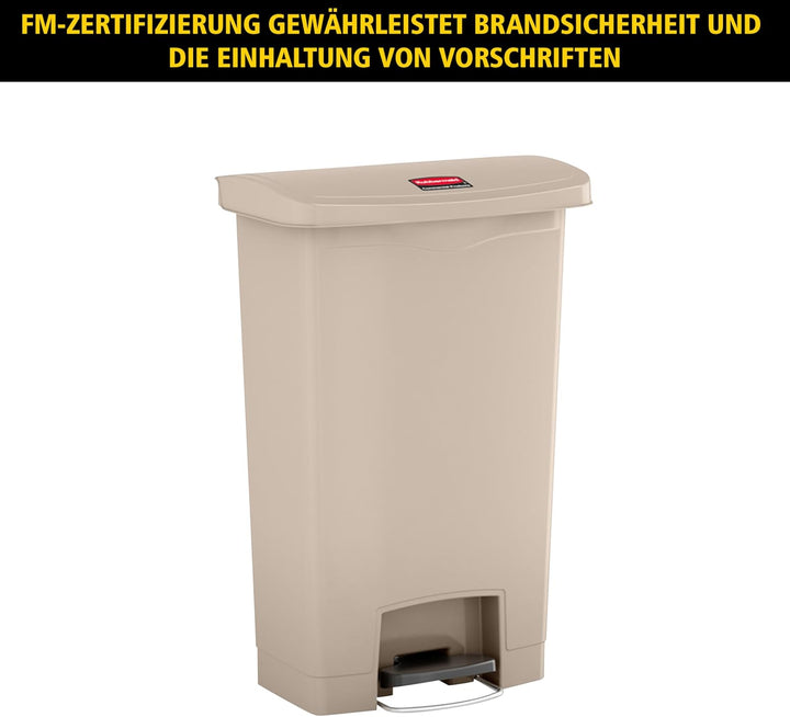 Rubbermaid Commercial Products Slim Jim 1883456 30 Litre Front Step Step-On Resin Wastebasket - Beig