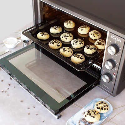ICQN Backblech 455x375x30 mm Set, 2er Emaillierte Fettpfanne für Backofen und Herd, Passend für Bosc