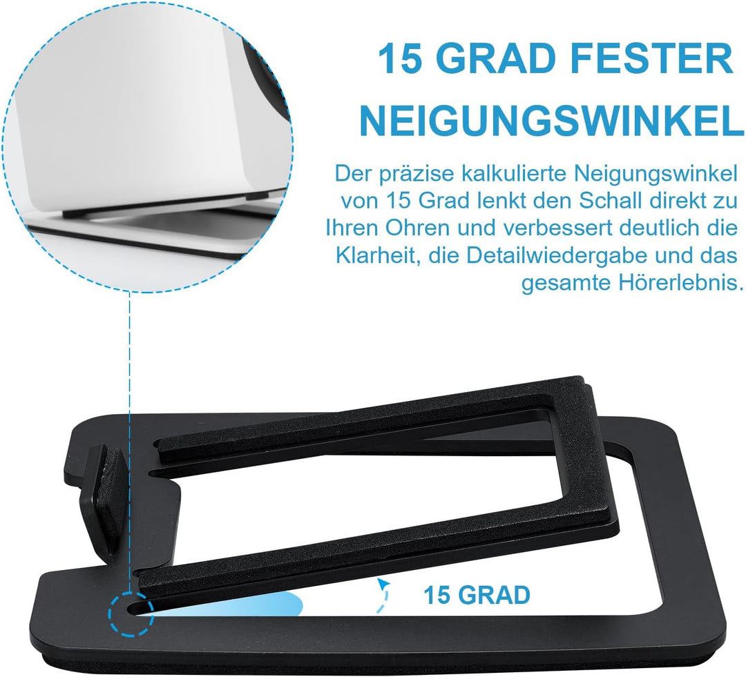 Sanyun SW601 Metall Tischlautsprecher Ständer für kompakte 2''-3'' Lautsprecher, gekippte Stahl Dämp