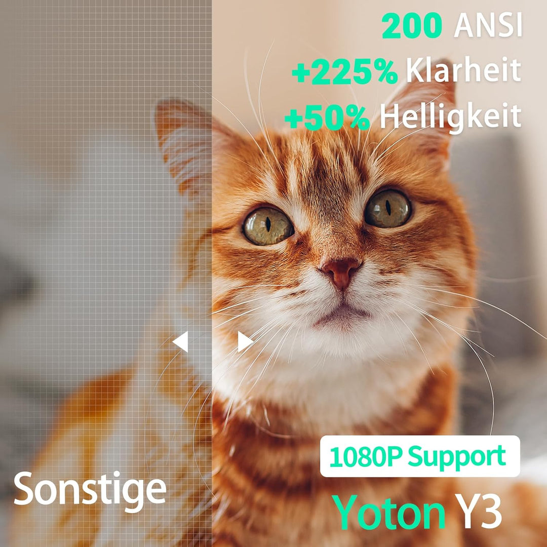 Mini Beamer – Projektor Full HD 1080P unterstützt, Yoton Y3 Beamer Handy für Telefon/PC/PS4/PS5/Xbox