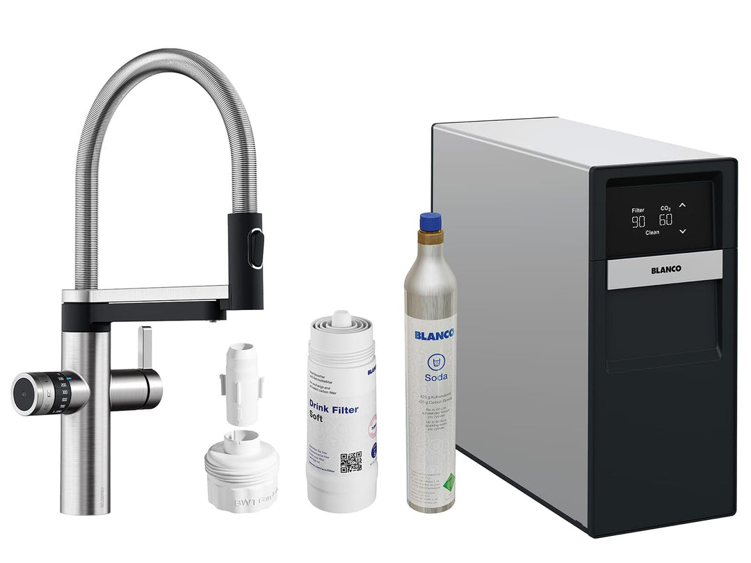 BLANCO drink.soda EVOL-S Pro PVD Steel | Multifunktionales Soda-Wassersystem | Gekühltes Wasser in s