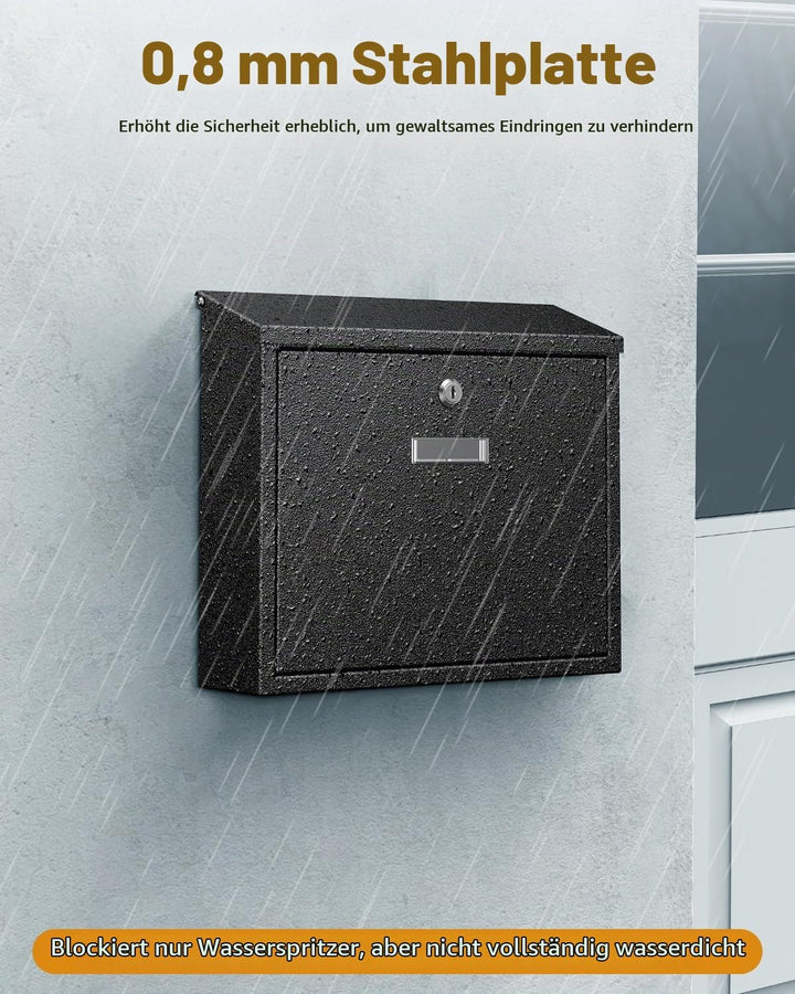 Uniclife Wandbriefkasten für Aussenbereich grosser Sicherheitsbriefkasten mit Schlüssel Postkasten f