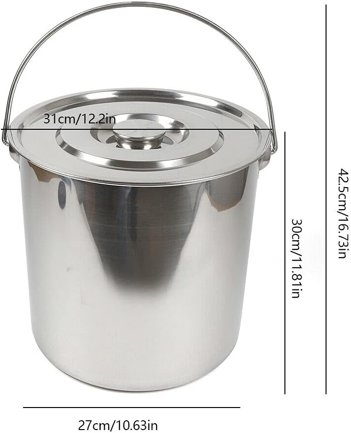 Edelstahl Eiseimer 20L Eimer Kücheneimer Milcheimer Futtereimer Sektkühler Edelstahl mit Deckel Eime