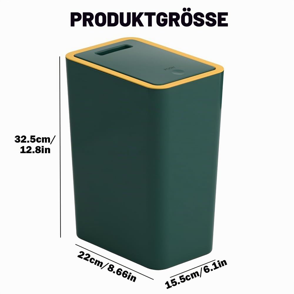 10 Liter Mülleimer Bad,Schmaler Mülleimer Küche mit Deckel,Geruchsdicht Abfalleimer Küche für Badezi
