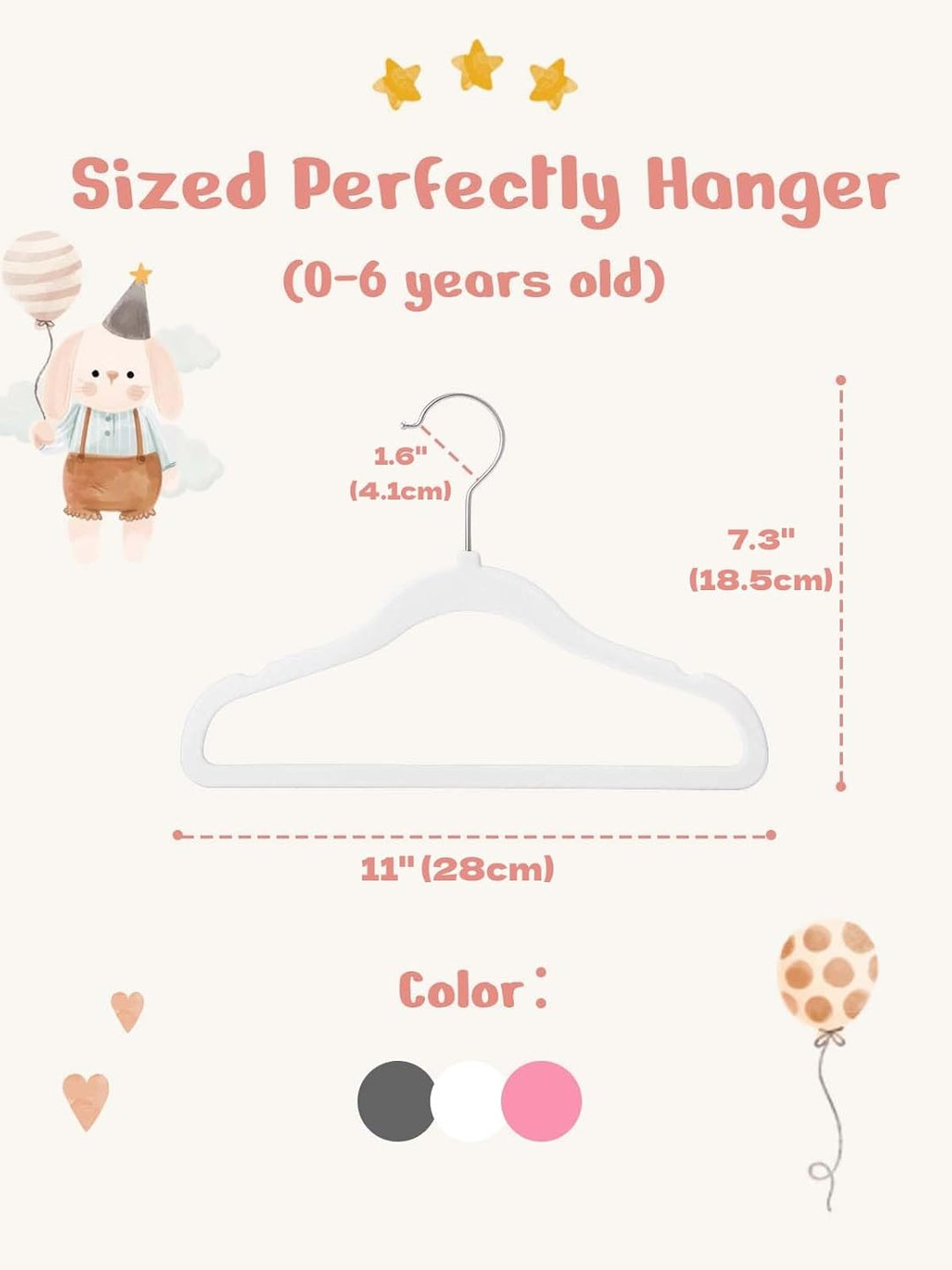 HOUSE DAY 30er Set Kinderkleiderbügel aus Samt,28cm Kleiderbügel Kinder mit Gekerbtem Design,Ultradü