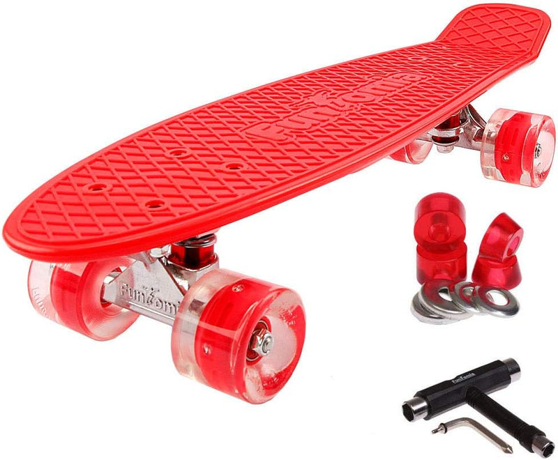 FunTomia Kinder Skateboard Cruiserboard Miniboard 57cm mit oder ohne LED Leuchtrollen Alu Truck Mach