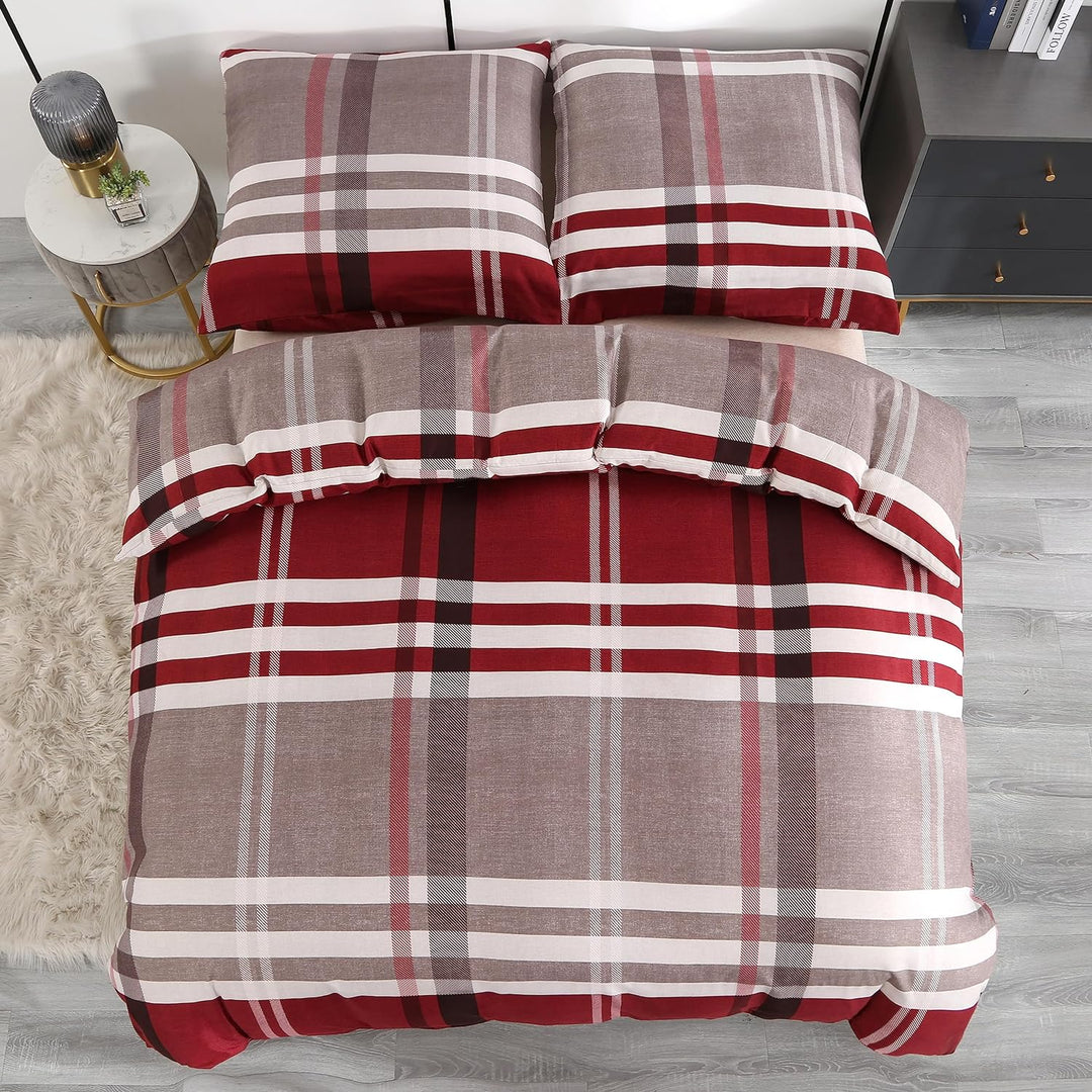 Homaxy Mikrofaser Bettwäsche 200x200cm mit Reissverschluss 3 TLG. Weiche Bettbezug Set Gestreift Wen