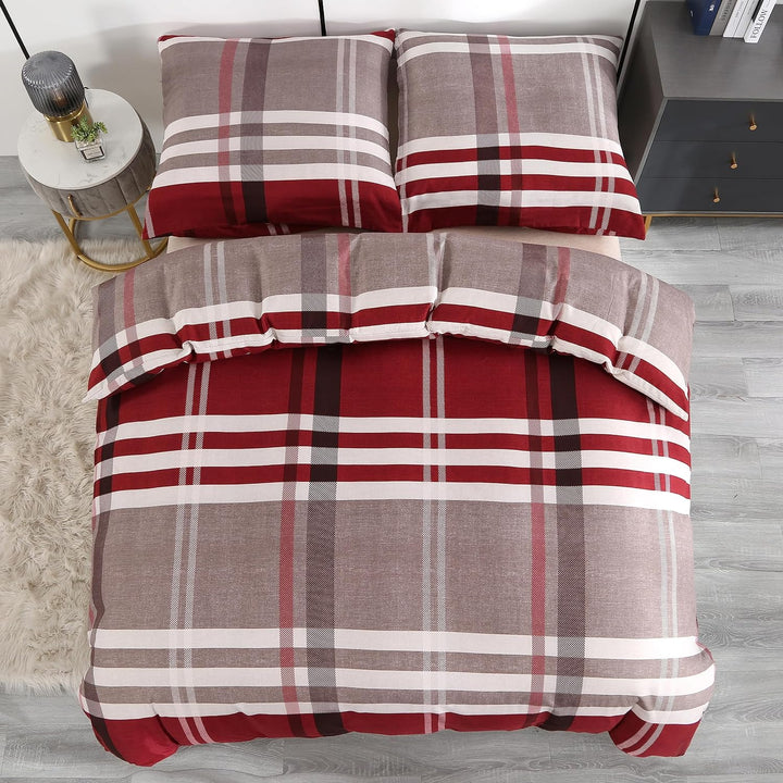 Homaxy Mikrofaser Bettwäsche 200x200cm mit Reissverschluss 3 TLG. Weiche Bettbezug Set Gestreift Wen