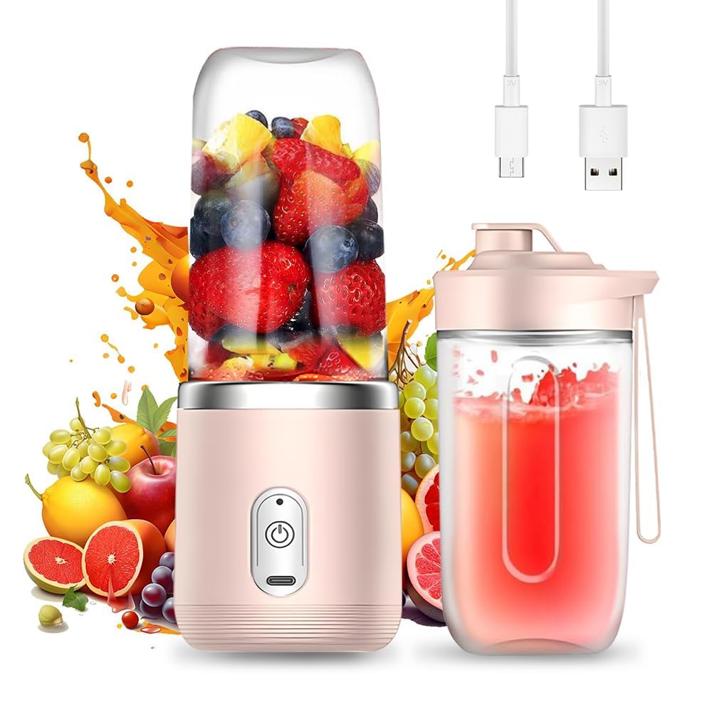 Smoothie Maker, 400ml Tragbarer Mixer Mini Blender mit 6-Klingen Edelstahl Klein Smoothie Maker to G