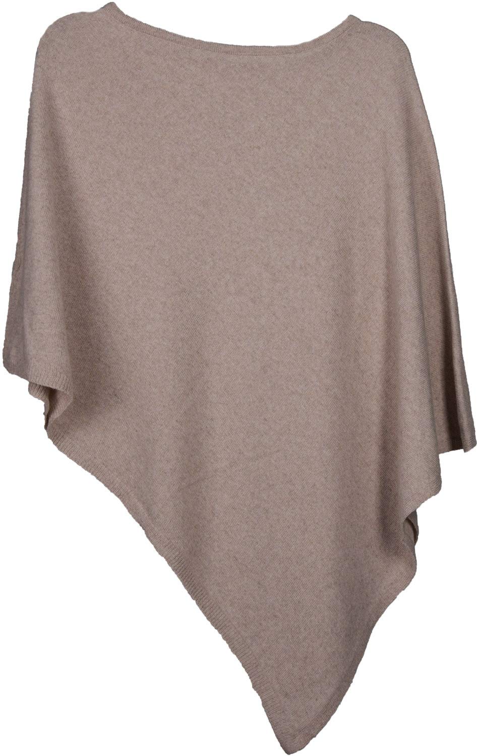 styleBREAKER Damen Feinstrick Poncho in Unifarben, leicht asymmetrischer Schnitt, Ärmellos, Rundhals