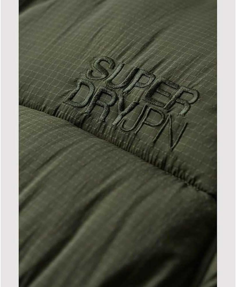 Superdry Damen Langer Ripstop Steppmantel 36 Football Dark Moss Grid, 36 Football Dark Moss Grid