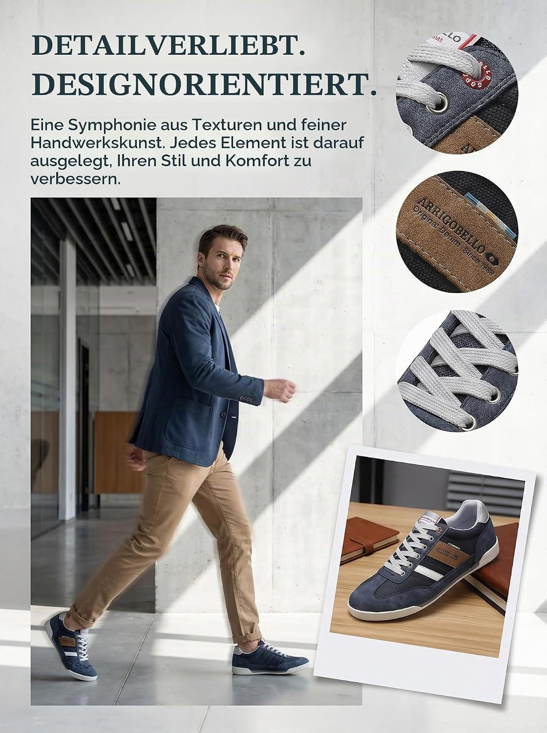 ARRIGO BELLO Sneaker Herren Schuhe Business Freizeitschuhe Leichte Trainers für Walking, Laufen, Spo
